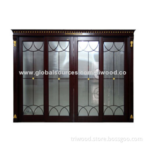 Laminated Wooden Sliding Door, Solid Hardwood Frame with Environment-friendly Paint